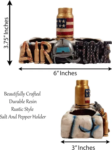 Miniatura 2 de Urbalabs - Salero y pimentero de la Fuerza Aérea de los Estados Unidos Occidental, decoración militar, para cocina, rancho, decoración rústica