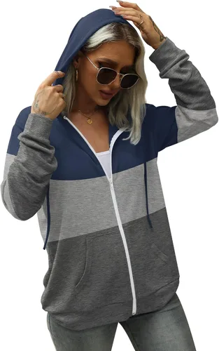 Miniatura 3 de Bofell Sudaderas con capucha de manga larga con cremallera para mujer