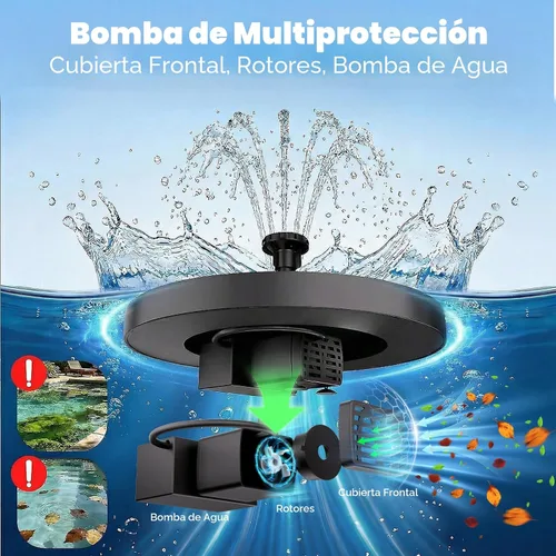 Miniatura 6 de AISITIN Bomba solar de fuente de baño de pájaros de 2.5 W, bomba de fuente solar para baño de pájaros con 6 boquillas, bomba de fuente de agua solar