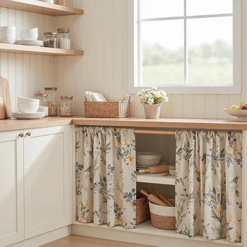 Miniatura 2 de MYSKY HOME Cortinas florales de cocina de 24 pulgadas, cortinas de lino con patrón de flores de granja, bolsillo para barra de filtro de luz aireado