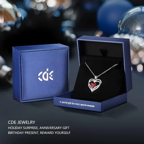 Miniatura 6 de CDE Collares de corazón para mujer, plata esterlina 925, dije de piedra natal, aniversario, cumpleaños, Navidad, día de San Valentín, joyería