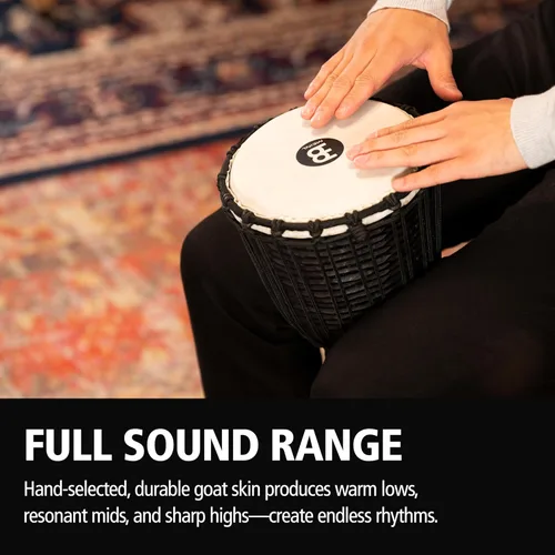 Miniatura 4 de Instrumento de círculo de tambores de mano Djembe, Serie Headliner de caoba tallada — NO HECHO EN CHINA — Cuerdas de tejido africano Mali