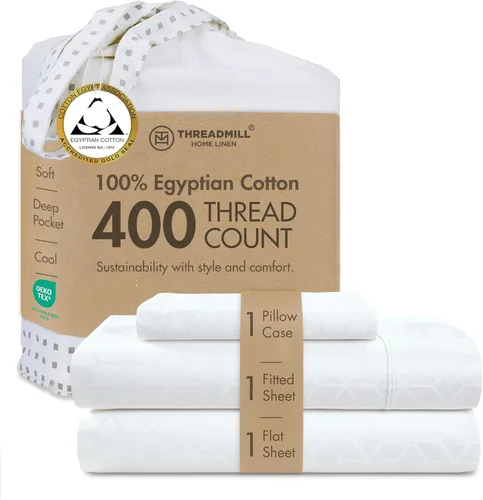 Miniatura 41 de Threadmill - Juego de sábanas de algodón egipcio para cama tamaño King Juego de sábanas de cama King 100% de algodón egipcio certificado Sábanas