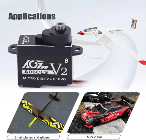 Miniatura 7 de AGFRC Mini-Z - Servo de micro dirección para coche, 0.052 segundos HV de alta velocidad, engranaje de metal completo, mini servo digital sin núcleo