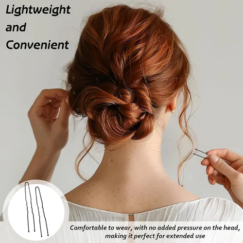 Miniatura 5 de Paquete de 100 horquillas duraderas en forma de U para cabello grueso de mujer, alfileres clásicos negros para peinar, para moños