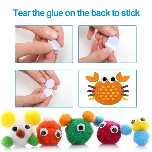 Miniatura 2 de 1210 piezas Googly Wiggle Eyes autoadhesivas, para manualidades, varios tamaños de 0.157 in a 0.984 in para bricolaje ZZYI 1210