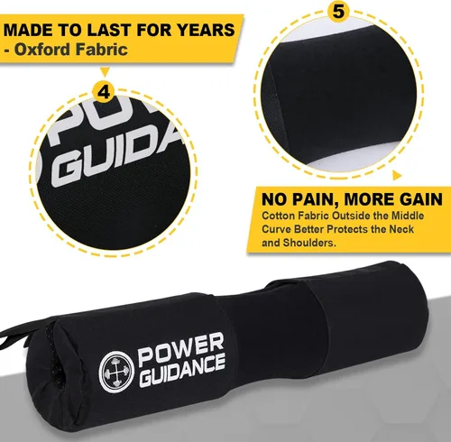Miniatura 4 de POWER GUIDANCE Almohadilla para sentadillas – Almohadilla protectora para cuello y hombros Puntos antideslizantes para sentadillas, estocadas, Negro