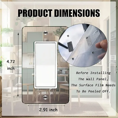 Miniatura 3 de 1 Pieza Placas de Interruptor de Luz con Espejo, Cubiertas de Salida de Acrílico, Placas de Pared Duraderas, Placas de Interruptor con Espejo 1