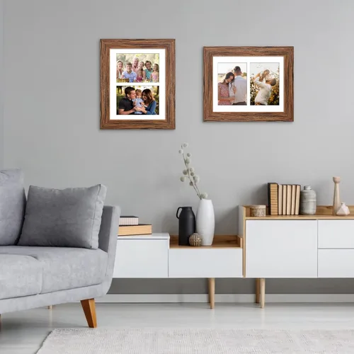 Miniatura 694 de Marcos de Fotos Collage de 13.5X15.5 con 7 Aberturas para Fotos de 4X6, Marco de Fotos Múltiples con Paspartú para Decoración de Pared, Grano