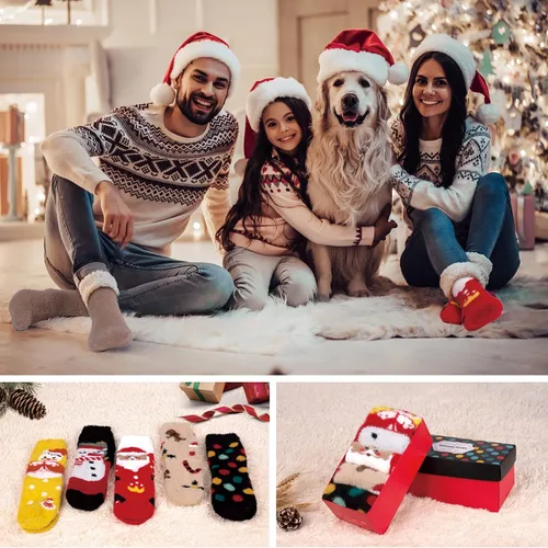 Miniatura 6 de Womens Wool Socks 5 Pairs Warm Wool Cotton Socks Thick Knit Vintage Casual Winter Socks