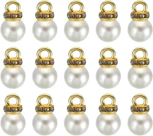 Miniatura 21 de PATIKIL 100 cuentas de perlas de perlas de imitación con diamantes de imitación DIY para hacer joyas, pulseras y aretes Plateado blanco