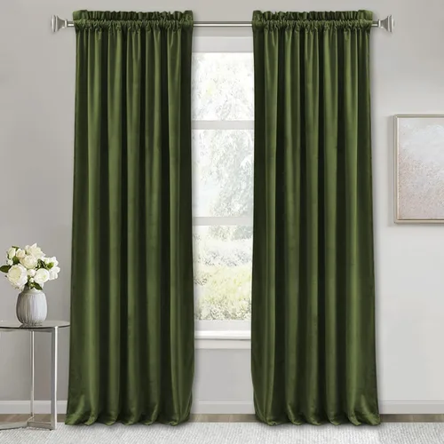 Miniatura 45 de RYB HOME Cortinas de terciopelo verde oliva de 72 pulgadas de largo, cortinas opacas con aislamiento térmico, tratamiento de ventana, decoración