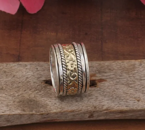 Miniatura 25 de Boho Spinner Ring, Mothers Day Gift, Silver 925 Women Ring, Sterling Silver 925 Ring, Fidget Spinner Ring,Women Silver Anxiety Ring