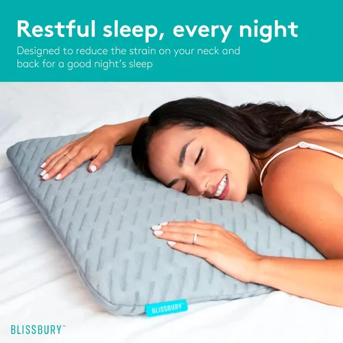 Miniatura 7 de BLISSBURY Almohada para dormir boca abajo - Almohada delgada de espuma viscoelástica para quienes duermen boca abajo Almohada ultra delgada