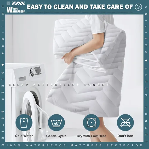 Miniatura 6 de Protector de Colchón Impermeable Tamaño Twin Acolchado, Transpirable con Relleno Ultra-Suave Almohadilla de Colchón, Funda de Colchón Ajustada