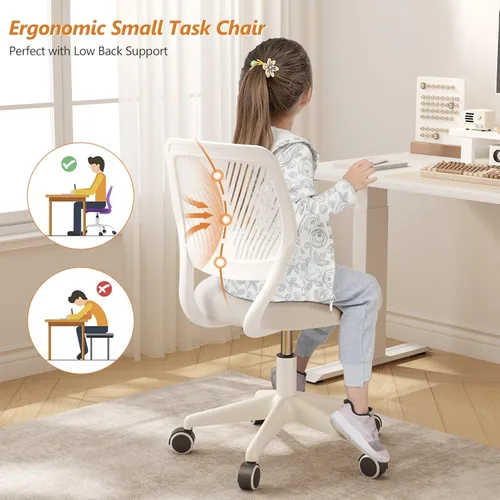 Miniatura 5 de JPBSTO Silla de escritorio sin brazos, silla de oficina giratoria ajustable en altura con sillas de tarea rodantes con cojín acolchado de malla