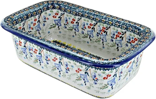 Miniatura 4 de Blue Rose Polish Pottery – Panadero de pan azul violeta – 10 x 6.25 pulgadas – Plato de cerámica para hornear y servir panes