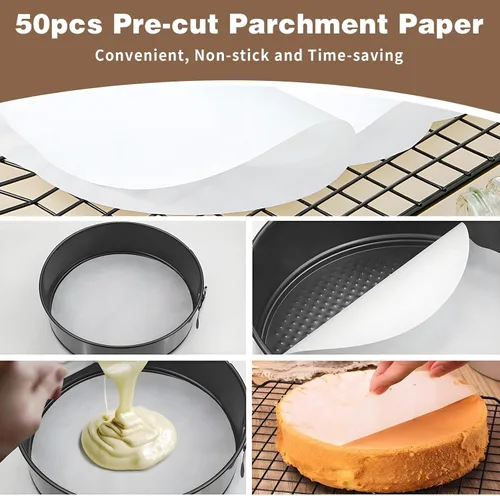 Miniatura 8 de Juego de 3 moldes desmoldables de 4, 7 y 9 pulgadas, molde para cheesecake a prueba de fugas con protector, moldes desmoldables antiadherentes