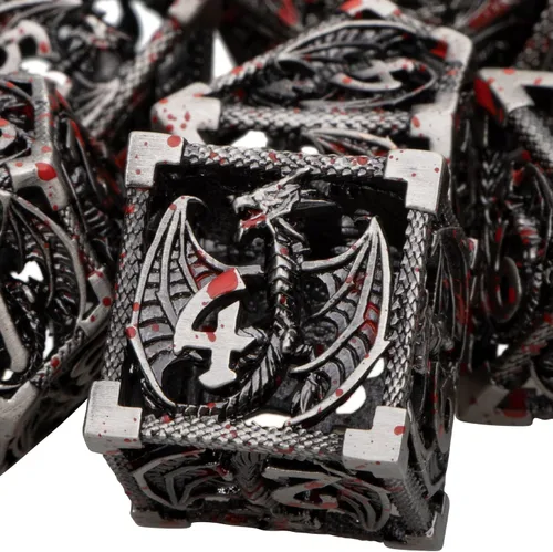 Miniatura 19 de ARUOHHA Juego de dados huecos de metal DND, dados D y D de oro antiguo, juegos de rol RPG, dados poliédricos con caja de regalo D20 D12 D10 D8 D6 D4