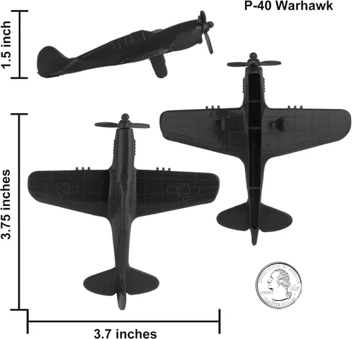 Miniatura 2 de TimMee Aviones de combate de la Segunda Guerra Mundial - Aviones de plástico negros para soldados del ejército de 9 piezas, fabricados en EE. UU