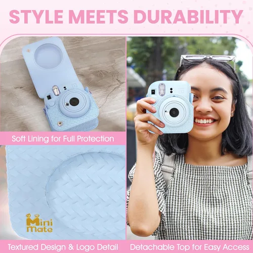 Miniatura 6 de Fujifilm Cámara Instantánea Instax Mini 12 Azul Pastel + Funda Diseñada a Medida Minimate + Película Fuji Instax 10 Hojas y Álbum