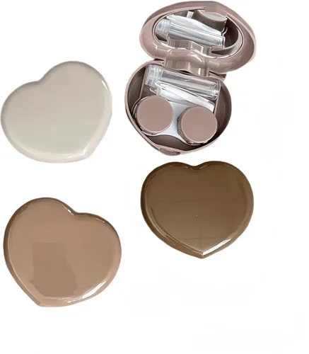 Paquete de 4 fundas para lentes de contacto con forma de corazón, soporte de caja de contacto ocular de viaje, herramienta de extracción de pinzas,