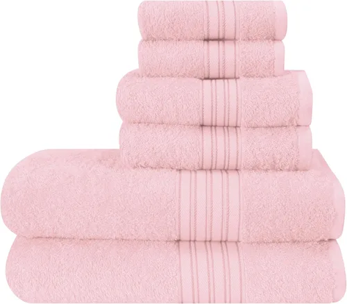 Miniatura 16 de BOUTIQUO Juego de 2 toallas de baño 100% algodón de 28 x 55 pulgadas, toallas de baño grandes ecológicas, compactas, de secado rápido, ligeras, Rosa