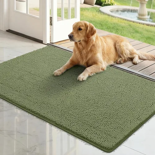 Miniatura 12 de Bcoimo Tapete súper absorbente para puerta de perro, 30 x 20 pulgadas, tapete antideslizante para patas fangosas, alfombras para mascotas para patas