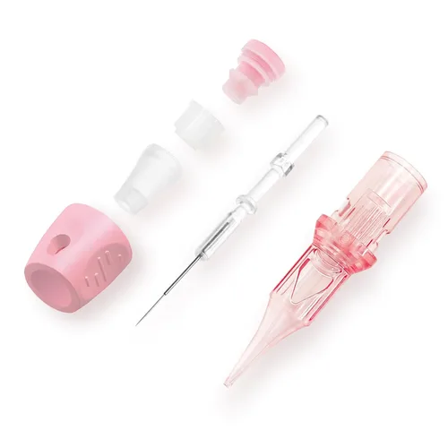 Miniatura 9 de 20 agujas de cartucho de maquillaje permanente profesional, 1RL, 0.014 in de largo, para microblading cejas, ojos, labios (1201RLLT (0.014 in))