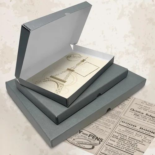 Miniatura 8 de Golden State Art, Archival - Caja de almacenamiento de 9 x 12 pulgadas, diseño de concha con borde de metal, conserva y almacena fotos, documentos