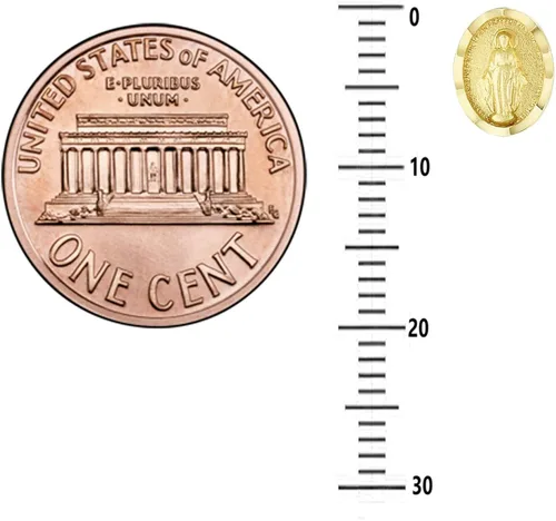 Miniatura 3 de Aretes de oro amarillo de 14 quilates con diseño de Virgen Milagrosa pequeña ovalada (0.315 x 0.236in)