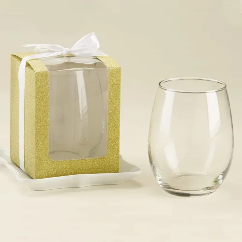 Miniatura 2 de Kate Aspen, Caja de regalo dorada brillante, regalo o recuerdo de fiesta, puede contener copas de vino sin tallo de 9 onzas (juego de 12)
