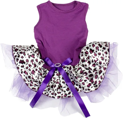 Miniatura 6 de Petitebella Vestido para perro cachorro con tema de leopardo liso (leopardo negro/beige, talla XS)