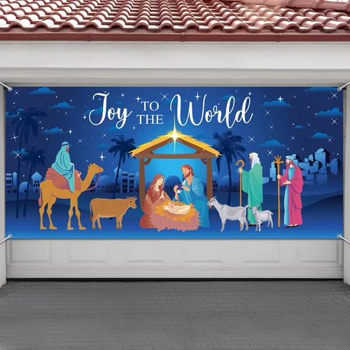 Miniatura 7 de Buryeah Decoración navideña para puerta de garaje, 6 x 13 pies, cubierta de Navidad para puerta de garaje, telón de fondo grande para decoraciones