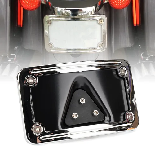 Miniatura 8 de 3148 Soporte de placa de matrícula curvado inclinado con marco compatible con Harley Davidson montaje de 3 agujeros (negro)