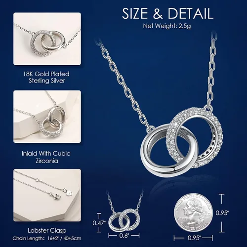 Miniatura 6 de Gargantilla de plata de ley 925 para mujer, dije de moda, chapado en oro blanco y rosa, diseño de estrella de luna, cadena simple, con cierre