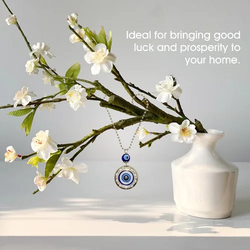 Miniatura 4 de LUCKBOOSTIUM Evil Eye Wheel of Fortune - Adorno colgante de pared y puerta con cadena de metal dorado, aumenta tu energía, para suerte y protección
