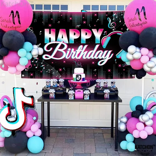 Miniatura 5 de KatchOn, Xtralarge - Cartel de feliz cumpleaños de TIK Tok, 72 x 44 pulgadas, pancarta de TIK Tok para decoraciones de feliz cumpleaños de TIK Tok