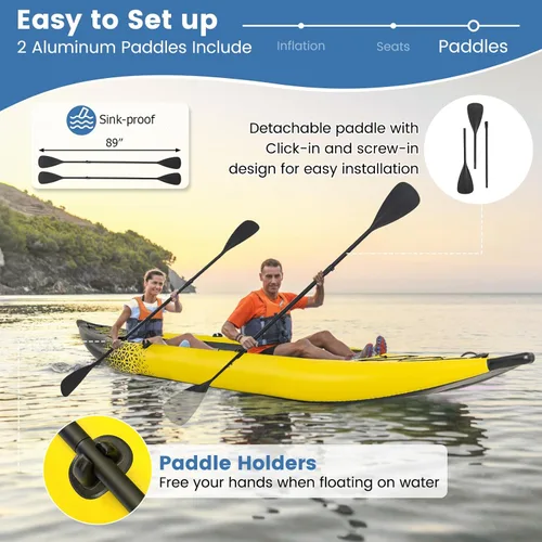 Miniatura 4 de S AFSTAR Kayak inflable, canoa para 2 personas con capacidad de 507 libras, suelo de puntadas, todos los accesorios y bolsa de transporte, kayak