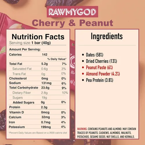 Miniatura 6 de RAWMYGOD Barras de Frutas y Nueces, Sin Gluten, Veganas, Sin Azúcar Añadida