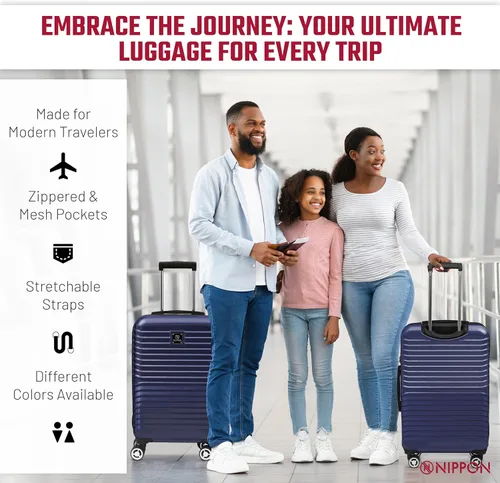 Miniatura 5 de NIPPON Luggage Nomad - Maleta giratoria rígida con ruedas para mujeres y hombres, rodillo de carcasa dura de viaje, ultra fuerte y duradero