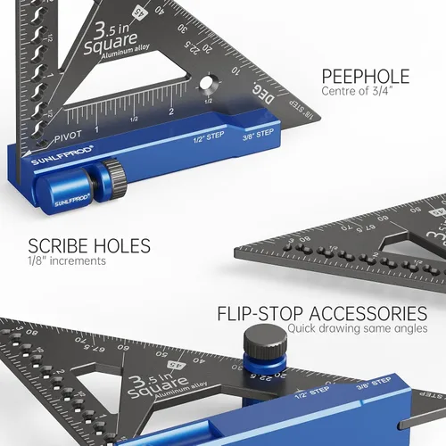 Miniatura 3 de Mini Escuadra de Carpintería con Tope Abatible de 90 Grados Escuadra Pequeña Calibre de Medición de Precisión para Carpintería Regla Triangular