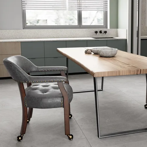 Miniatura 22 de Silla de comedor con ruedas, sillas de capitán con rodillos, juegos de dinette, sillas de póquer con ruedas, mesa de cocina, sillas rodantes, silla