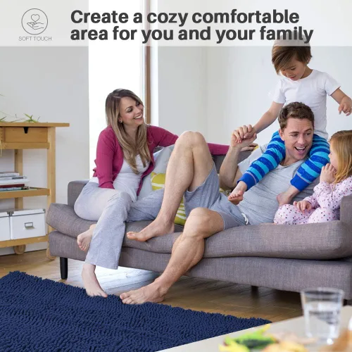 Miniatura 7 de Alfombras de baño Secura, 47 x 28 pulgadas, extra suaves y gruesas, alfombra de baño absorbente de agua, lavable a máquina, alfombras de baño Azul