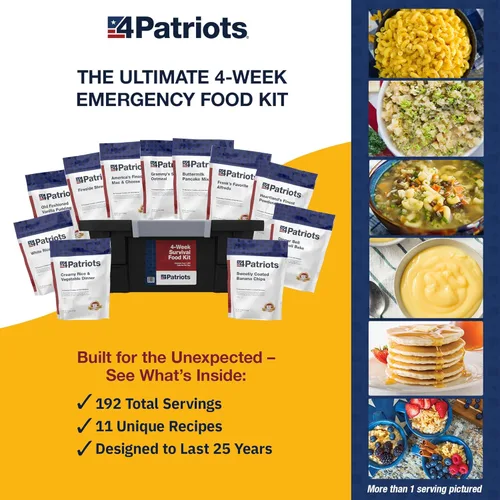 Miniatura 2 de 4Patriots: Suministro de alimentos para emergencias, kit de supervivencia para 4 semanas, alimentos liofilizados, vida útil de 25 años, 196 porciones