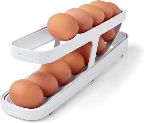 YouCopia RollDown™ Dispensador de huevos enrollable, dispensador y organizador de huevos enrollable que ahorra espacio para almacenamiento en