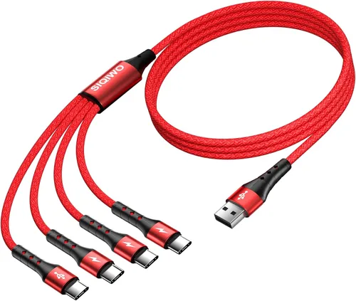 Miniatura 10 de SIQIWO Cable multiUSB C de carga rápida, [paquete de 4 pies/2] QC 3.0 (3A), cable divisor USB C, cable de carga 4 en 1 con 4 puertos tipo C