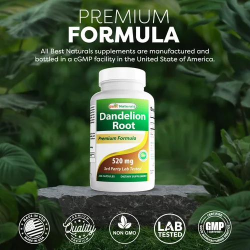 Miniatura 5 de Best Naturals Raíz de diente de león 520 mg 250 Cápsulas