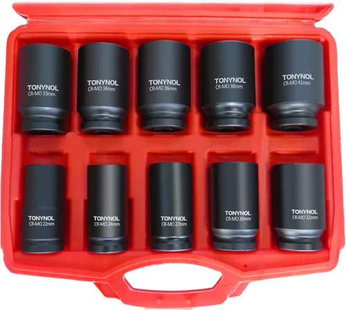 Miniatura 11 de TONYNOL Juego de dados de impacto profundos de 3/4 pulgadas, 6 puntos, SAE (1" a 1-1/2"), 8 piezas, Cr-Mo. Juego de dados de impacto para trabajo