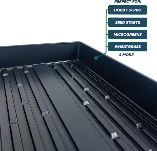 Miniatura 5 de 10 bandejas de cultivo de plantas (sin agujeros de drenaje) – 20 x 10 pulgadas – Bandejas de cultivo perfectas para semillas de jardín